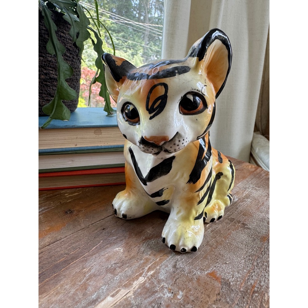 Vintage Parma AAI Ceramic Tiger Cub Planter Hand Painted Big Cat Figurine‎ Decor